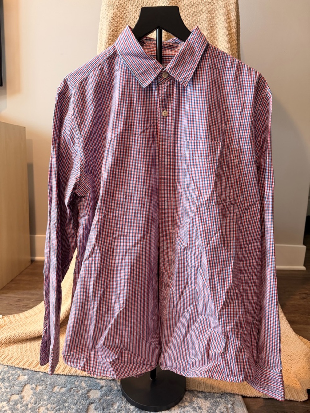 GAP Men's Red & Blue Micro-Check Button-Down Shirt